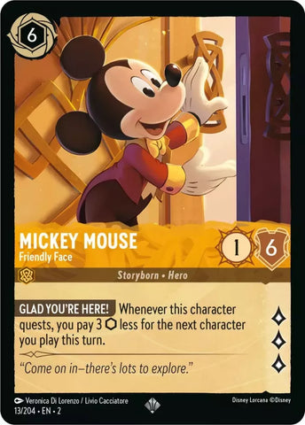 13/204 - Mickey Mouse, Friendly Face - Super Rare Non-Foil
