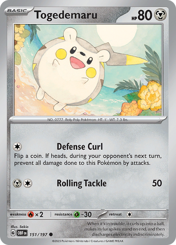 151/197 - Togedemaru - Common - Reverse Holo