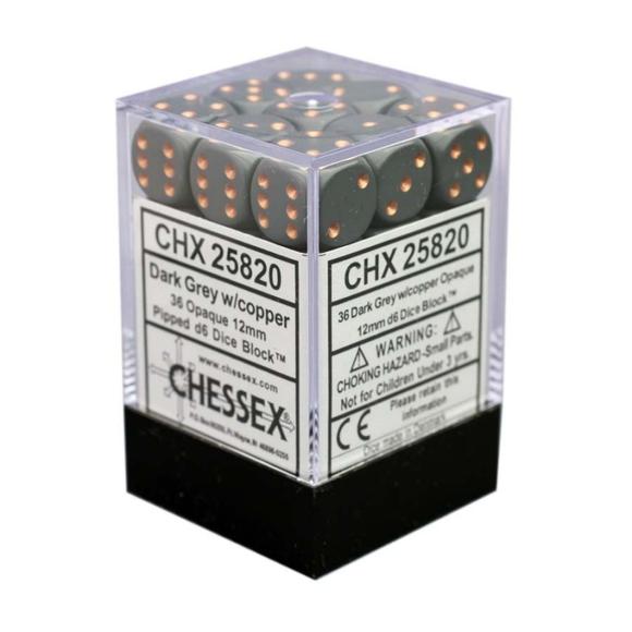 Chessex - CHX25820 - Opaque Dark Grey/Copper 36D6