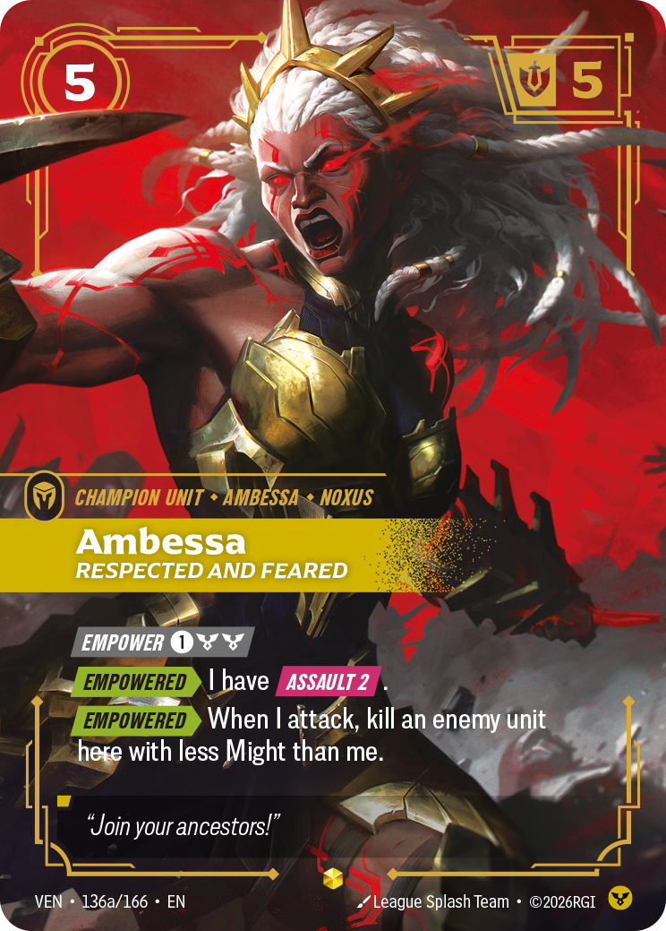 Ambessa, Respected and Feared (Alternate Art) (VEN-136a/166) [Riftbound: Vendetta]