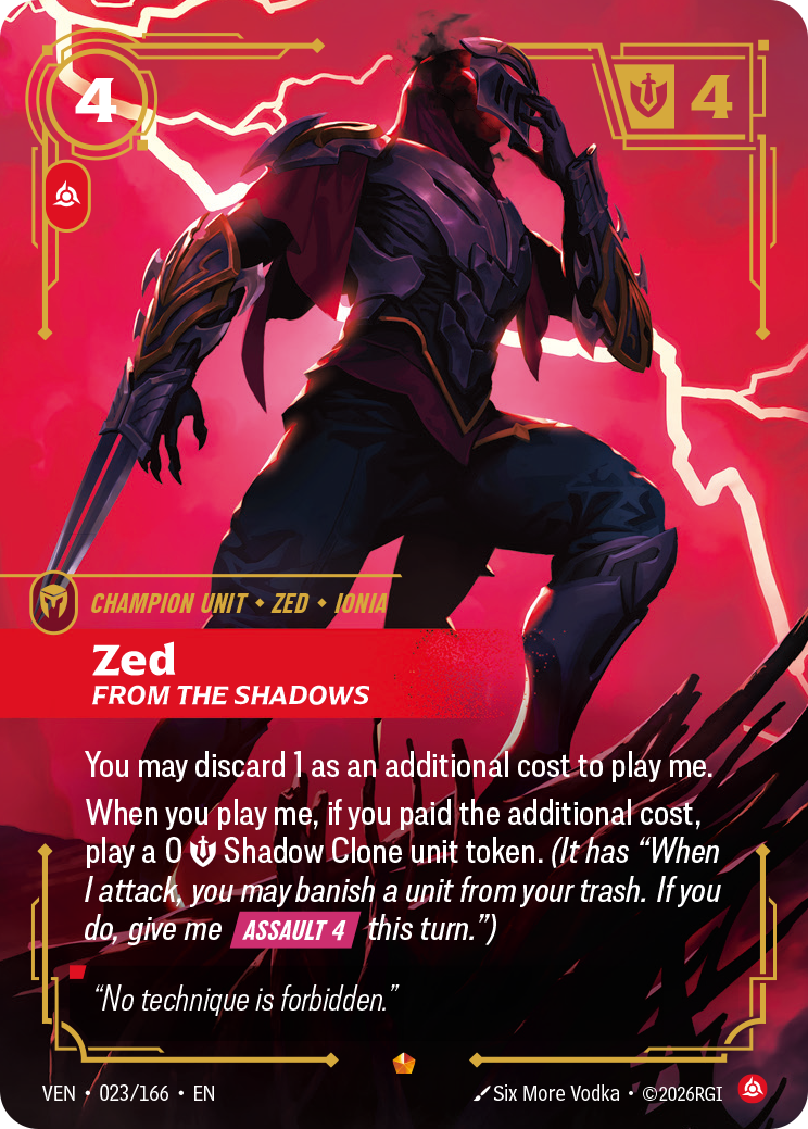 Zed, From the Shadows (VEN-023/166) [Riftbound: Vendetta]