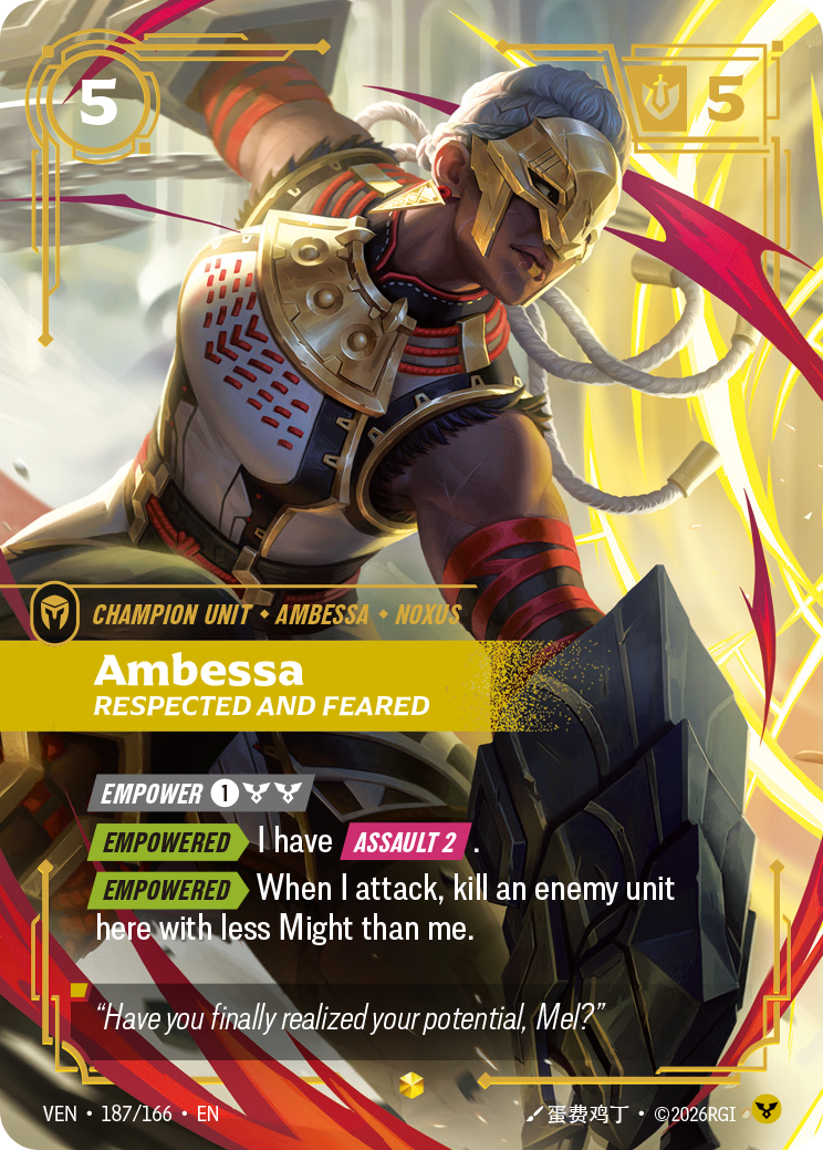Ambessa, Respected and Feared (Overnumbered) (VEN-187/166) [Riftbound: Vendetta]