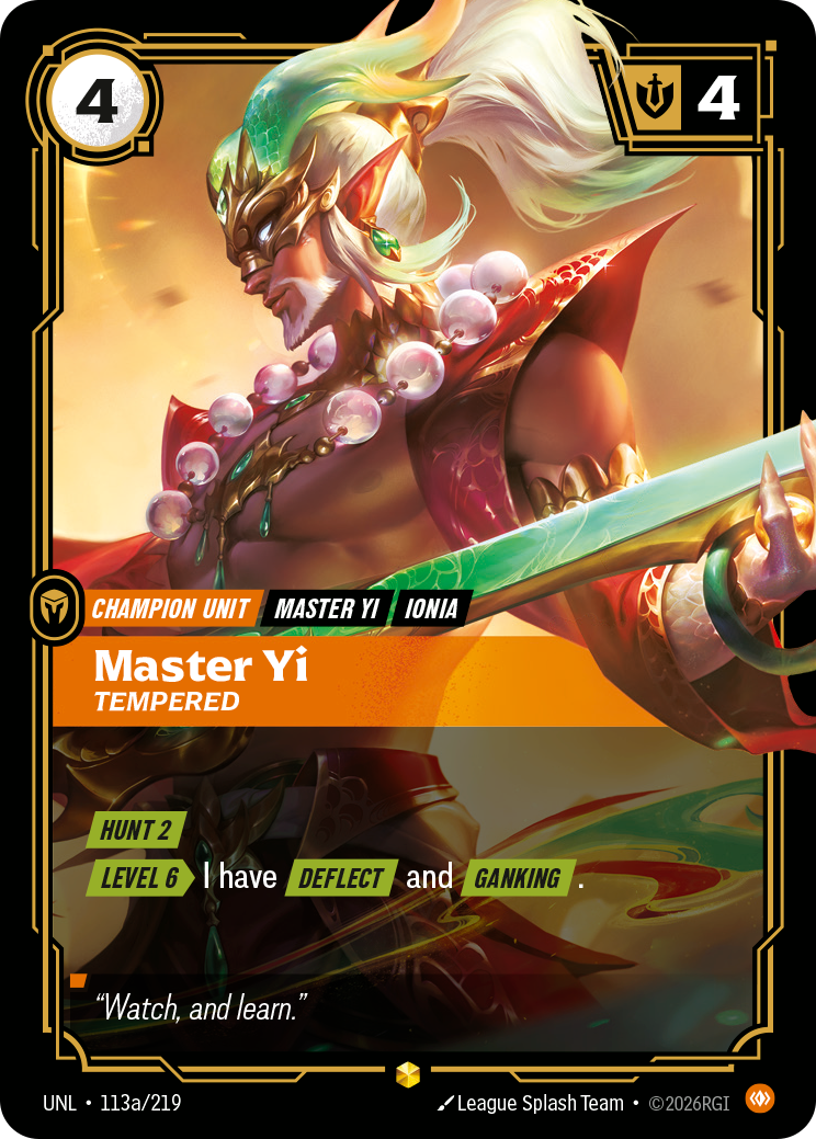 Master Yi - Tempered (Alternate Art) (UNL-113a/219) [Riftbound: Unleashed]