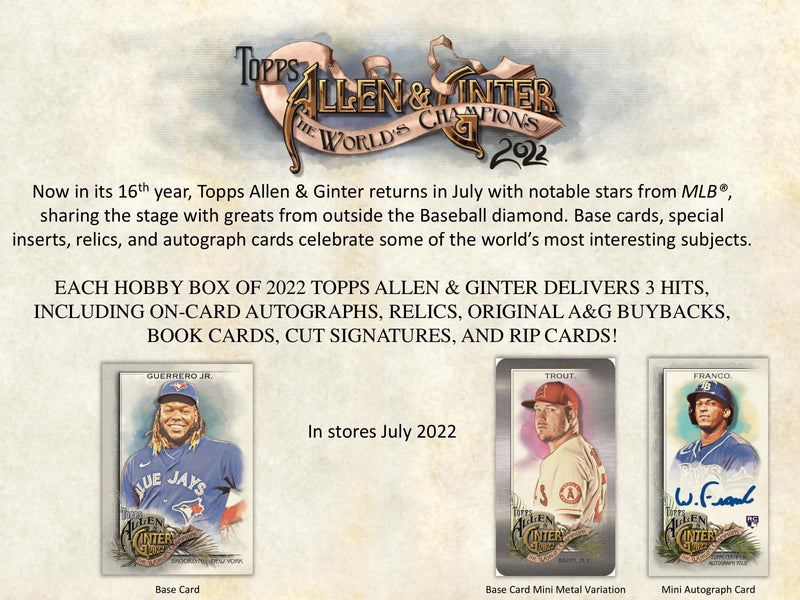 Topps - 2022 Allen & Ginter Baseball - Hobby Box