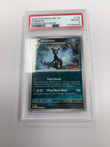 Umbreon - 2023 Obsidian Flames Europe Exclusive #130 - PSA 8