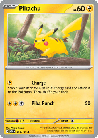 025/165 - Pikachu - Common - Reverse Holo
