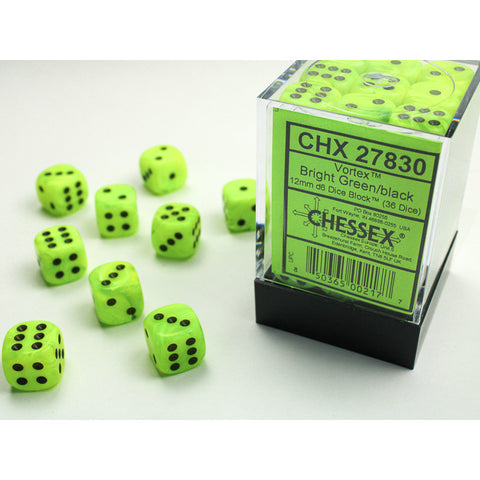 Chessex - CHX27830- Bright Green/Black 36D6