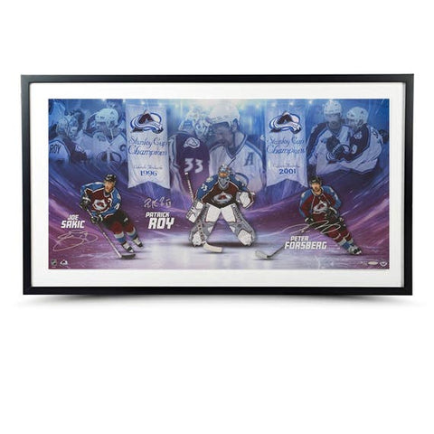 Joe Sakic, Patrick Roy, & Peter Forsberg Autographed -  Frame “Avalanche Legends” 36x18