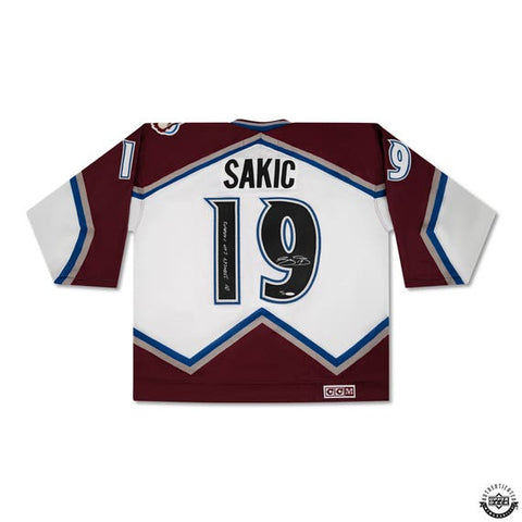 Joe Sakic Autographed & Inscribed - 01 Colorado Avalanche Home CCM Jersey