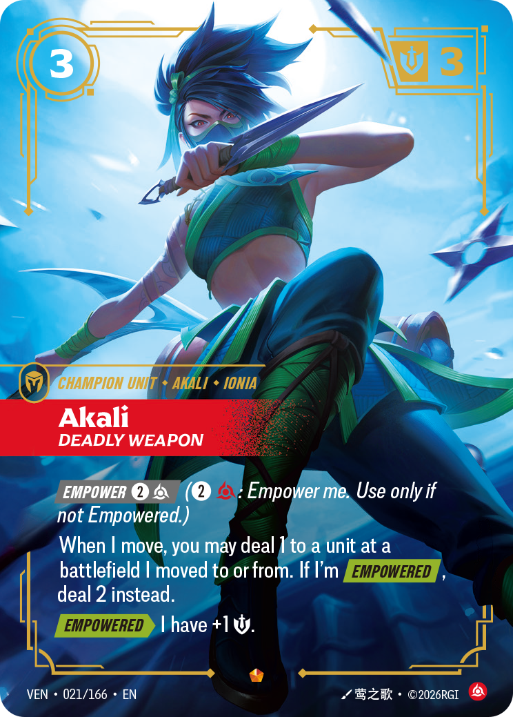 Akali, Deadly Weapon (VEN-021/166) [Riftbound: Vendetta]