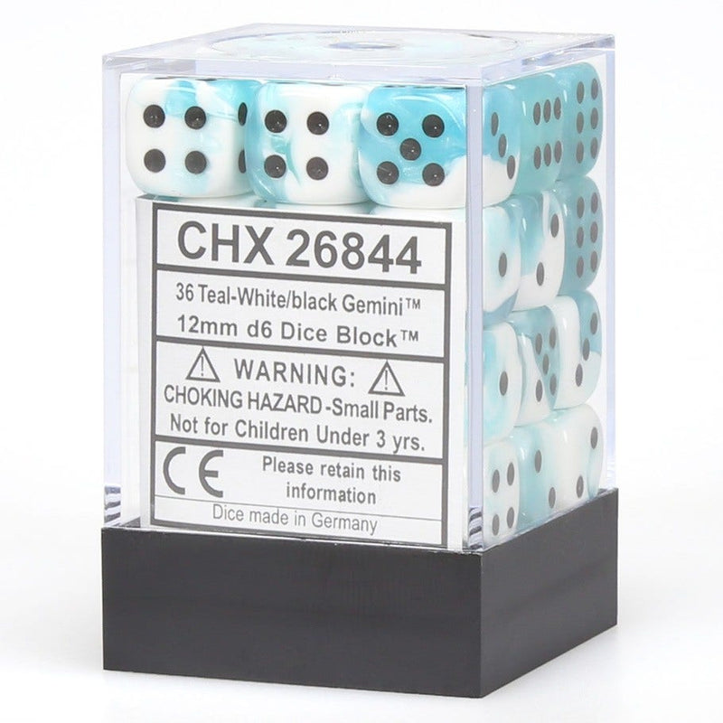 Chessex - CHX26844 - Gemini Teal-White/Black 36D6