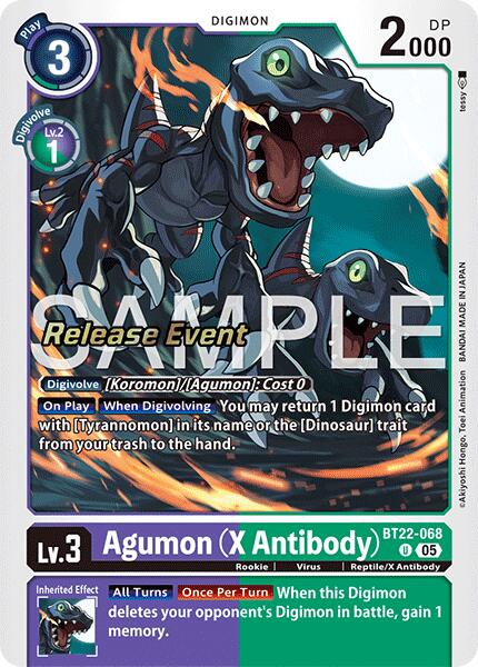 digimon agumon card Agumon [BT22-068] (X Antibody) [Cyber Eden Release Event Cards]