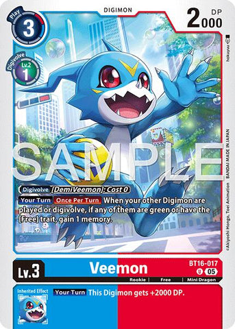 Veemon [BT16-017] (Reprint) [Advanced Booster Digimon Generation]