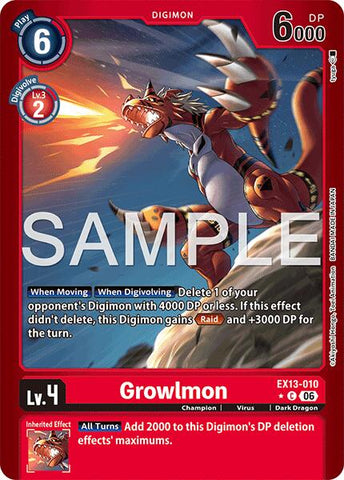 Growlmon [EX13-010] (Limited Foil) [Chivalrous XIII]