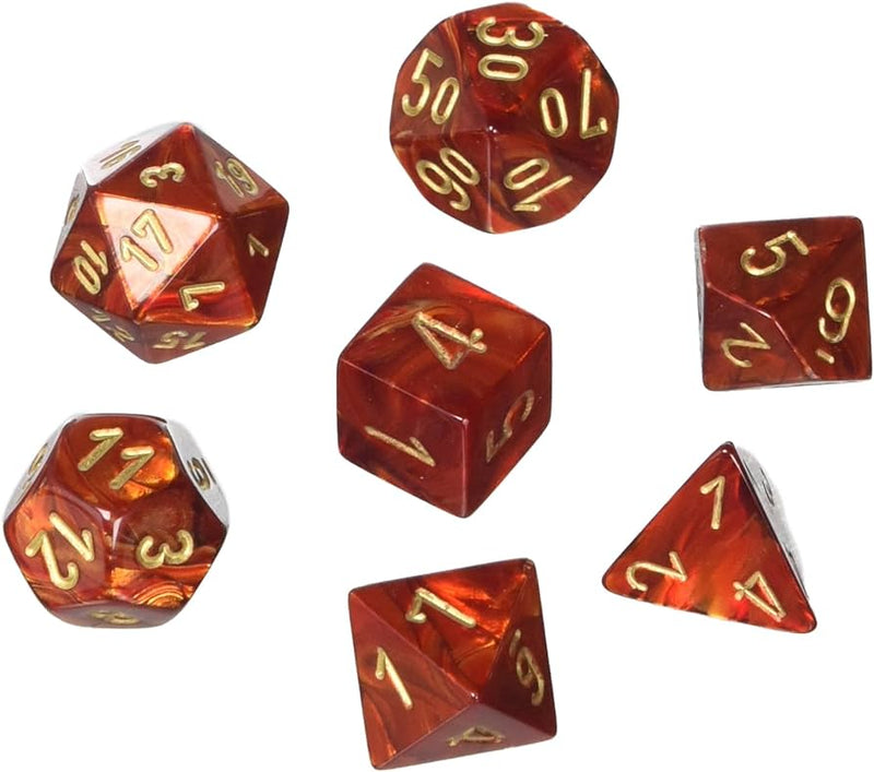 Chessex CHX 27414 7-DIE SET SCARAB SCARLET/GOLD