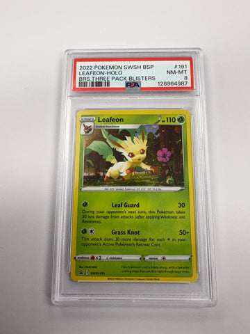 Leafeon-Holo - 2022 SWSH Three Pack Blister #191 - PSA 8