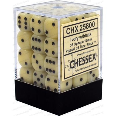 Chessex - CHX25800 - Opaque Ivory/Black 36D6