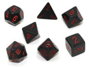 Chessex CHX 25428 7-DIE SET OPAQUE BLACK/RED