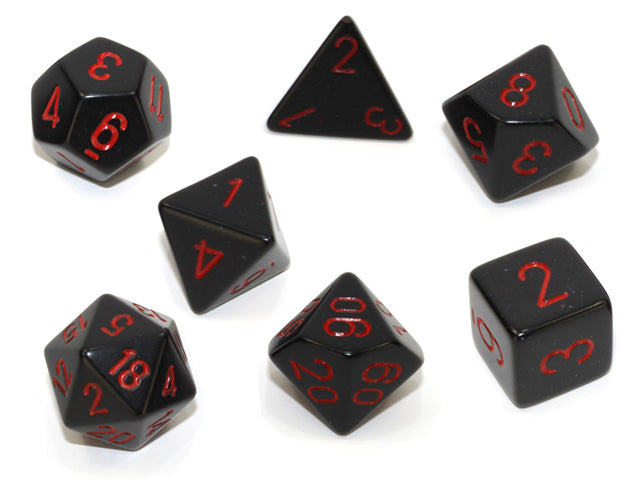 Chessex CHX 25428 7-DIE SET OPAQUE BLACK/RED