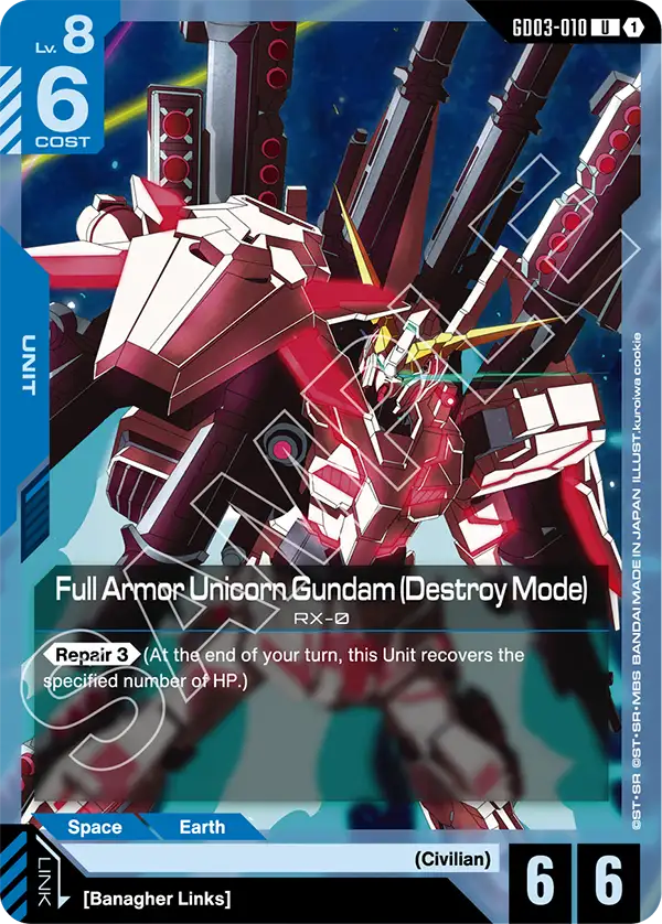 Full Armor Unicorn Gundam (Destroy Mode) RX-0 [GD03-010] (U)