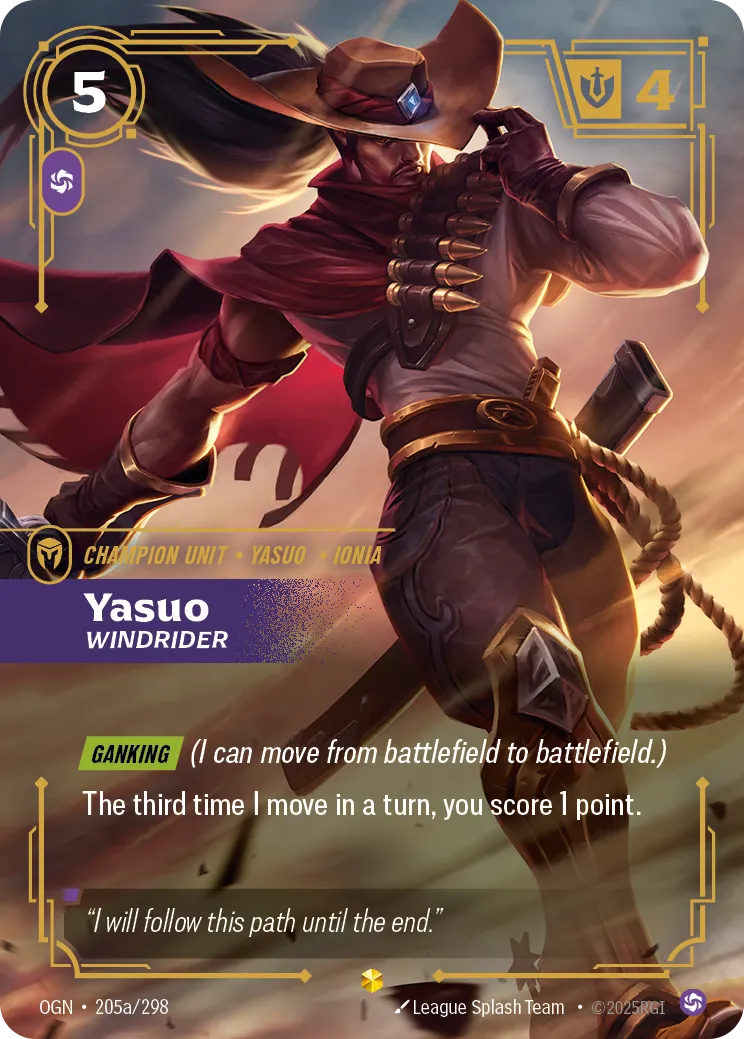 Yasuo, Windrider (Alternate Art) (OGN-205a/298) [Riftbound: Origins]