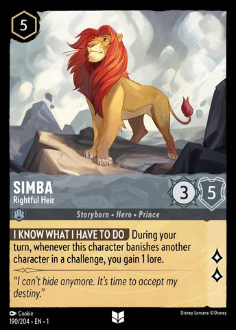 190/204 - Simba - Rightful Heir - Uncommon Non-Foil