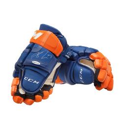 Connor McDavid Autographed - Edmonton Oilers Blue/Orange CCM Gloves