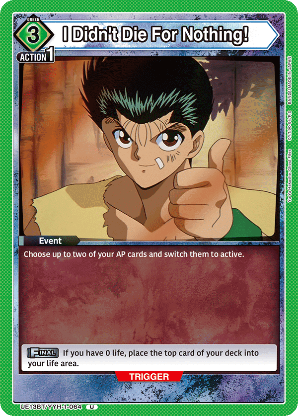 I Didn't Die For Nothing! [UE13BT/YYH-1-064] (U)