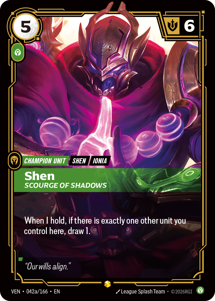 Shen, Scourge of Shadows (Alternate Art) (VEN-042a/166) [Riftbound: Vendetta]