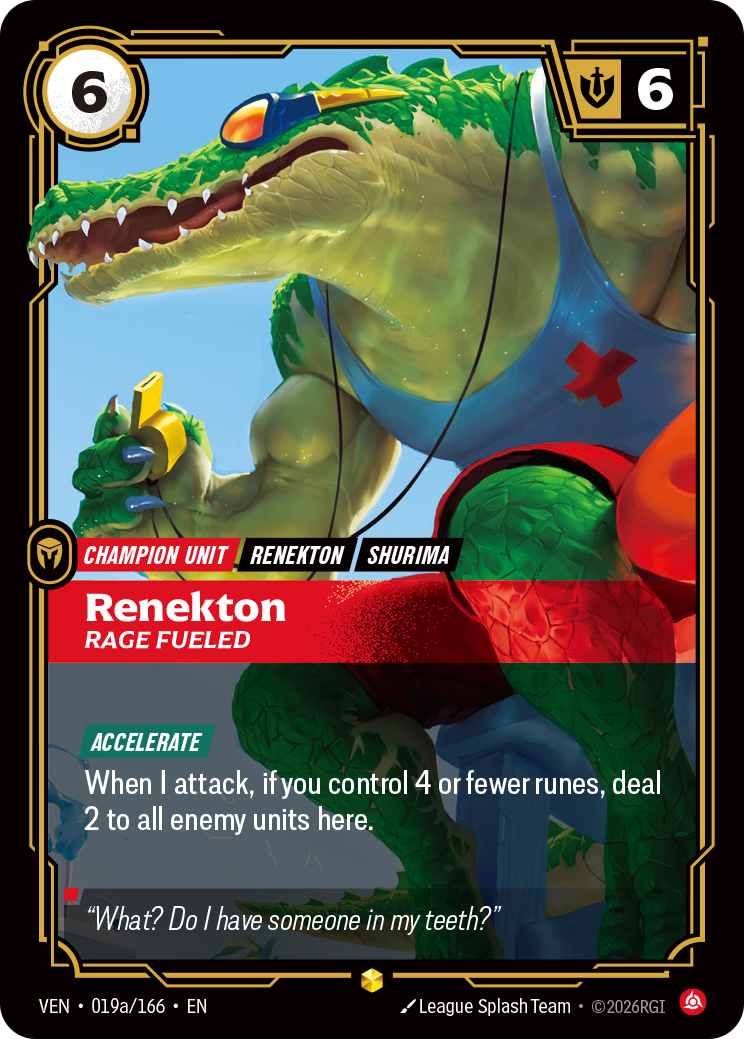 Renekton, Rage Fueled (Alternate Art) (VEN-019a/166) [Riftbound: Vendetta]