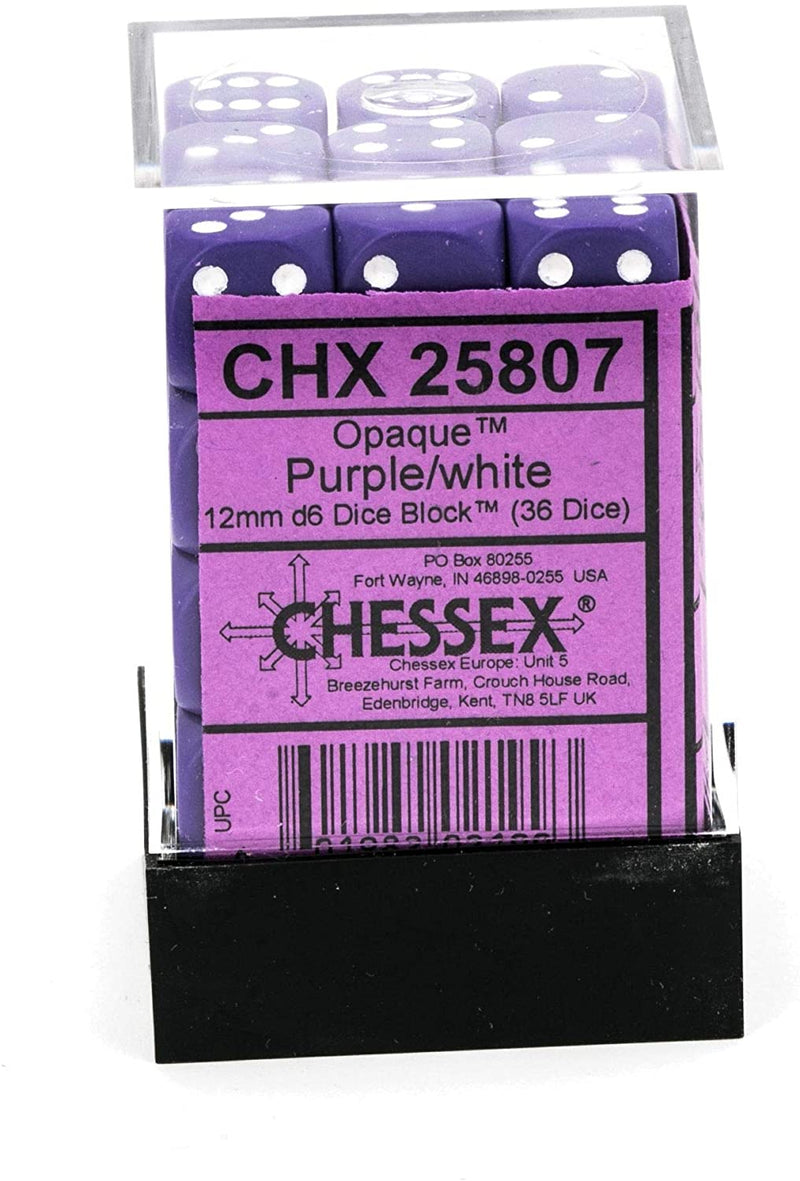Chessex - CHX25807 - Opaque Purple/White 36D6