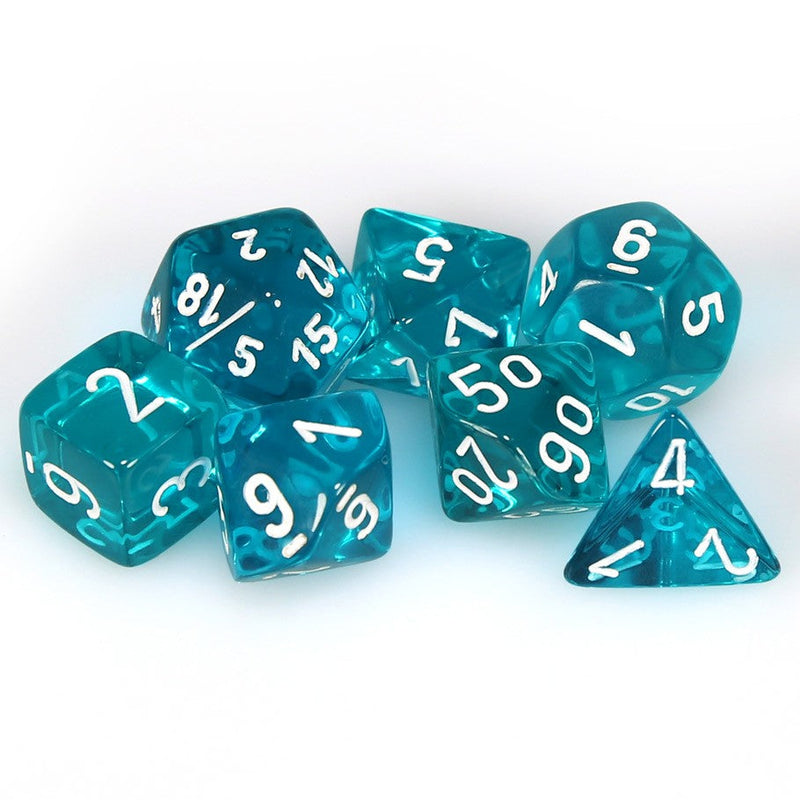 Chessex - Translucent Teal/White - 7-Die Set
