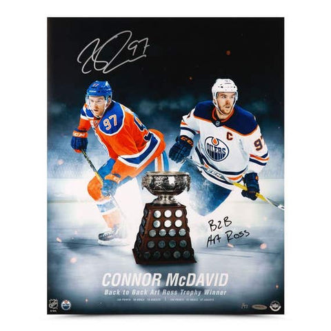 Connor McDavid Autographed & Inscribed - “Back to Back Art Ross” 20 x 16