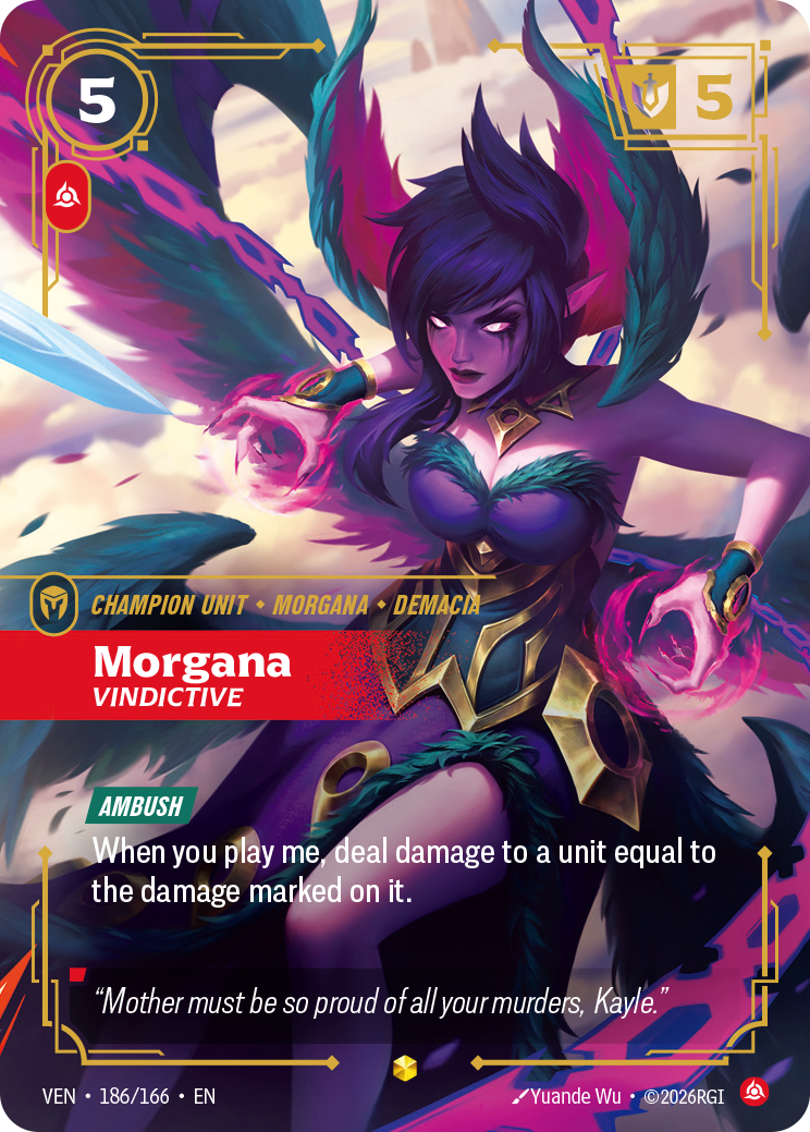 Morgana, Vindictive (Overnumbered) (VEN-186/166) [Riftbound: Vendetta]