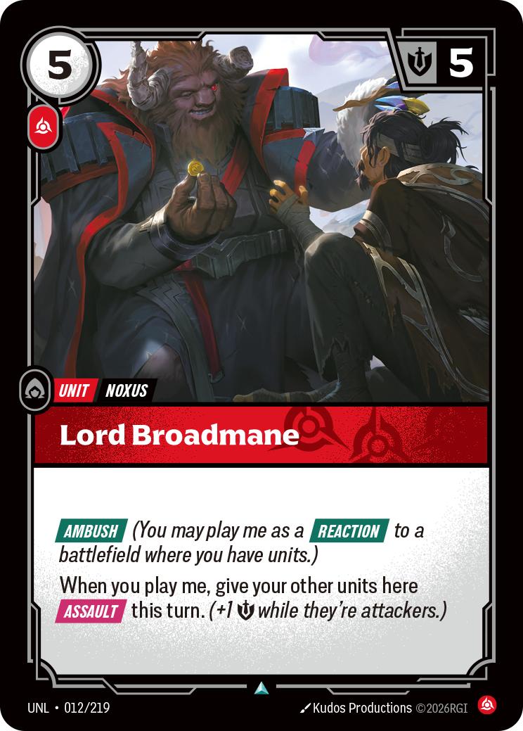 Lord Broadmane (UNL-012/219) [Riftbound: Unleashed]