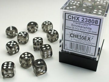 Chessex - CHX23808 - Translucent Smoke/White 36D6