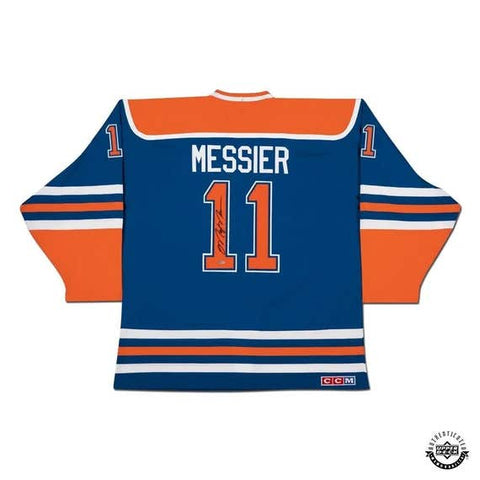 Mark Messier Autographed - Edmonton Oilers Authentic CCM Heroes of Hockey Blue Jersey