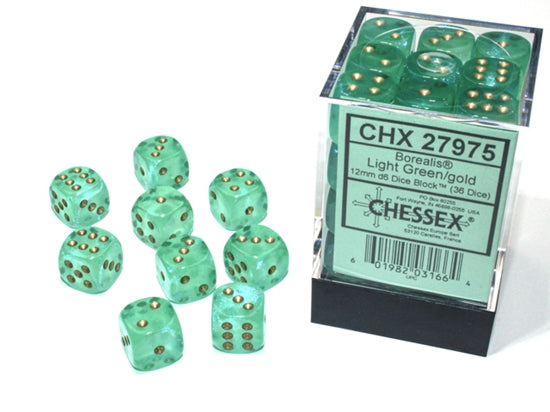 Chessex - CHX27975 - Borealis Light Green/Gold Luminary 36D6