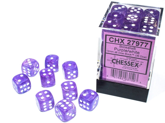 Chessex - CHX27977 - Borealis Purple/White Luminary 36D6