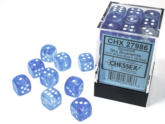 Chessex - CHX27986 - Borealis Sky Blue/White Luminary 36D6
