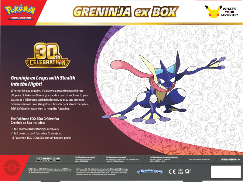 PKMN - 30th Celebration - Greninja ex Box (PREORDER)