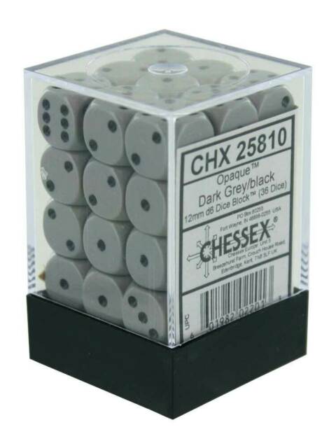 Chessex - CHX 25810 - Opaque Dark Grey / Black 36D6