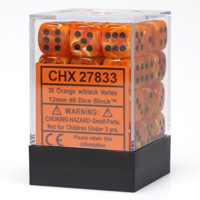 Chessex - CHX27833 - Vortex Orange/Black 36D6