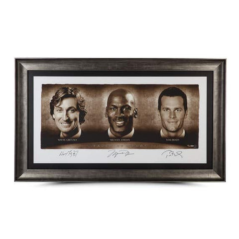 Gretzky, Jordan and Brady Autographed - “Faces of Sport” 58x34