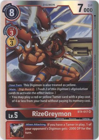 BT4-017 - RizeGreymon - Super Rare - NM