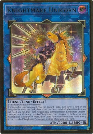 MGED-EN034 - Knightmare Unicorn (alternate art) -  Premium Gold Rare 1st Edition - NM