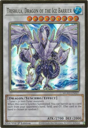 MGED-EN027 - Trishula, Dragon of the Ice Barrier - Premium Gold Rare 1st Edition - NM
