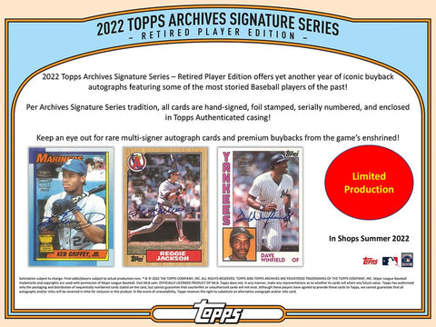 Topps - 2022 Archives Signature Baseball: Retired Players - Hobby Box