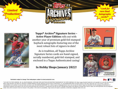 Topps - 2022 Archives Signature Series: Active Players - Hobby Box