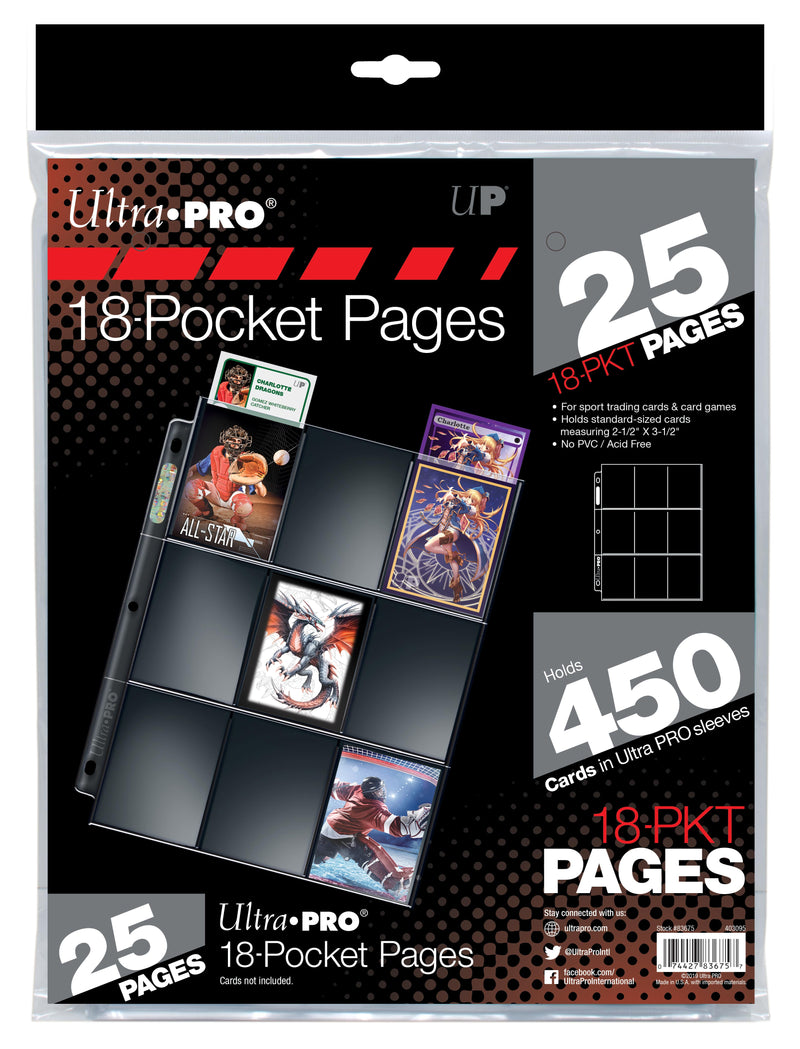 Ultra PRO: 18-Pocket Pages - Silver Series (3-Holes / 25ct)